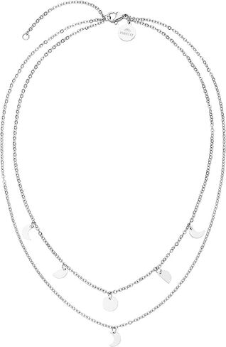 Purelei® Luna Necklace – Stainless steel jewelry – Waterproof double chain with moon pendant – 14 to 16 inch adjustable length – Fashion jewelry for your individual look in Saudi Arabia