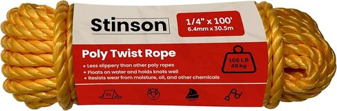 Stinson Polypropylene Rope 1/4" x 100 ft, Floating Utility Rope, Moisture Resistant Poly Rope for Boating, Camping, Tie Downs, DIY Projects and Outdoor Use in Kuwait