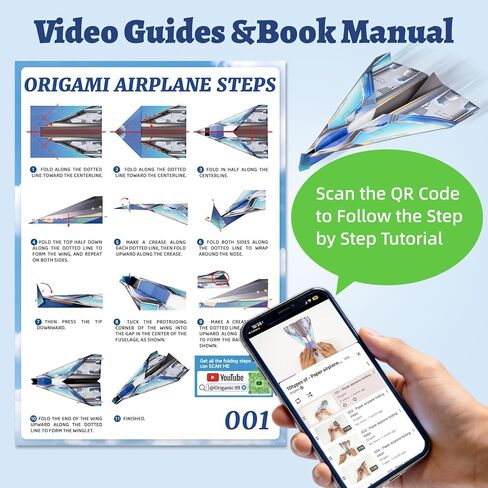 hapray 60 Sheets Paper Airplane Kit, Art and Crafts for Kids with Paper Airplane Instructions Book & Video, Stocking Stuffers for Boys Girls, Birthday Easter Kids Activities Crafts Gifts in Saudi Arabia