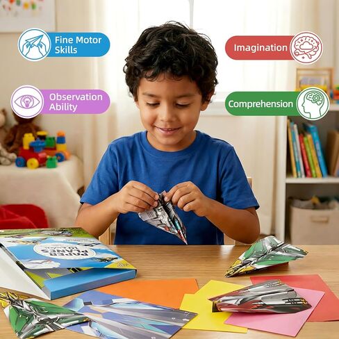hapray 60 Sheets Paper Airplane Kit, Art and Crafts for Kids with Paper Airplane Instructions Book & Video, Stocking Stuffers for Boys Girls, Birthday Easter Kids Activities Crafts Gifts in Saudi Arabia