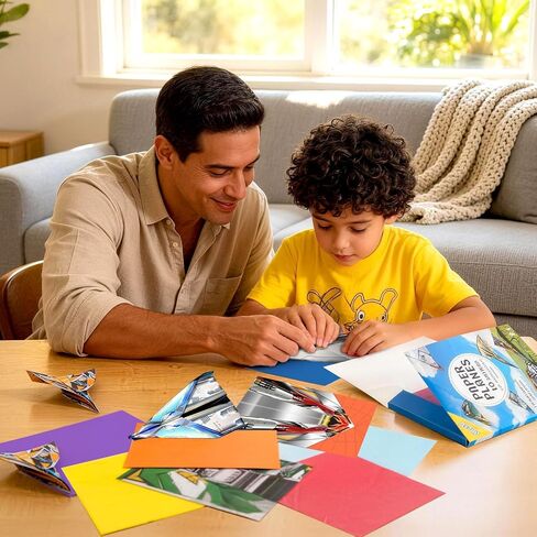 hapray 60 Sheets Paper Airplane Kit, Art and Crafts for Kids with Paper Airplane Instructions Book & Video, Stocking Stuffers for Boys Girls, Birthday Easter Kids Activities Crafts Gifts in Saudi Arabia