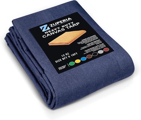 Zuperia Heavy Duty Canvas Tarp (8' x 10' ft - Pack of 2) with Rustproof Grommets, UV Resistant & Tear Resistant Multipurpose Tarpaulin Cover for Outdoor, Industrial & Commercial Use (Beige) in Saudi Arabia