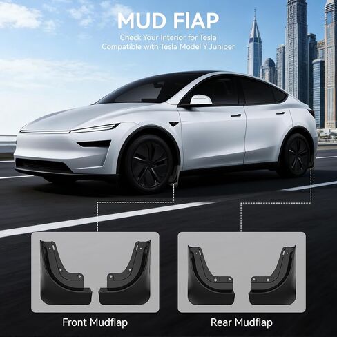 OZPYKAE for 2026 Upgraded New Tesla Model Y Juniper Accessories Mud Flaps,Splash Guards Fenders No Drilling All Weather Protector Mudguards for Tesla New Model Y Juniper 2025 2026 Launch (Black) in Saudi Arabia