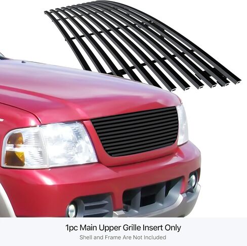 APS Premium Stainless Steel SS Black Billet Grille Grill Insert Compatible with Ford Explorer 2002 2003 2004 2005 Main Upper N19-H13358F in Kuwait