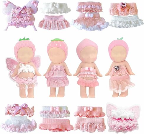 8-Piece Doll Clothes for Sonny Angel Collectible, 3 Inch Mini Dolls Outfit Set, Tops & Skirts for Display, Mix & Match, Collectors Gift (Pink/Cherry Blossom Angel Style) in Saudi Arabia