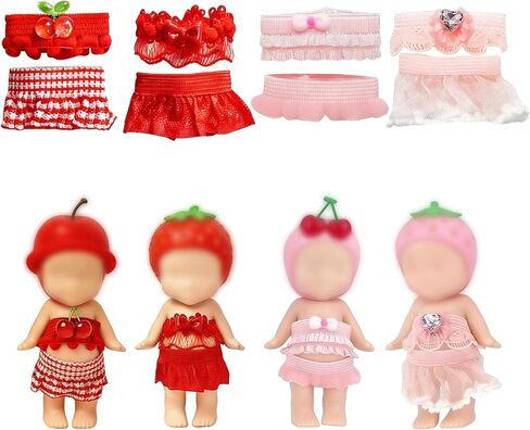 8-Piece Doll Clothes for Sonny Angel Collectible, 3 Inch Mini Dolls Outfit Set, Tops & Skirts for Display, Mix & Match, Collectors Gift (Pink/Cherry Blossom Angel Style) in Saudi Arabia
