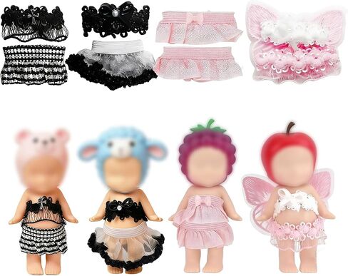 8-Piece Doll Clothes for Sonny Angel Collectible, 3 Inch Mini Dolls Outfit Set, Tops & Skirts for Display, Mix & Match, Collectors Gift (Pink/Cherry Blossom Angel Style) in Saudi Arabia