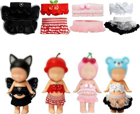 8-Piece Doll Clothes for Sonny Angel Collectible, 3 Inch Mini Dolls Outfit Set, Tops & Skirts for Display, Mix & Match, Collectors Gift (Pink/Cherry Blossom Angel Style) in Saudi Arabia
