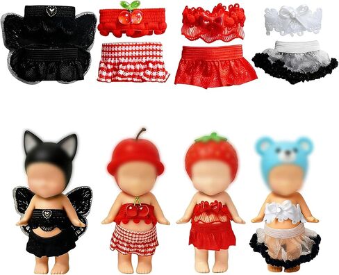 8-Piece Doll Clothes for Sonny Angel Collectible, 3 Inch Mini Dolls Outfit Set, Tops & Skirts for Display, Mix & Match, Collectors Gift (Pink/Cherry Blossom Angel Style) in Saudi Arabia