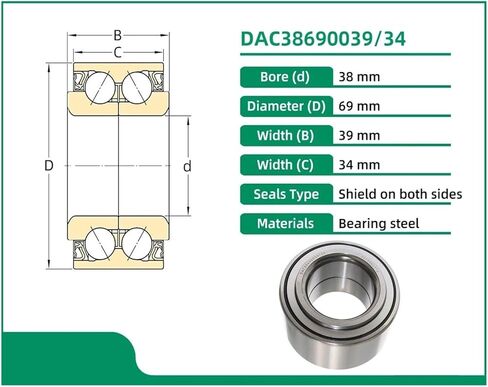 DAC38690039/34 38X69X39X34 DAC3869W-3CS84 90369-38023 90369-W0001 1610911480 31062 81931062 تحمل in Kuwait