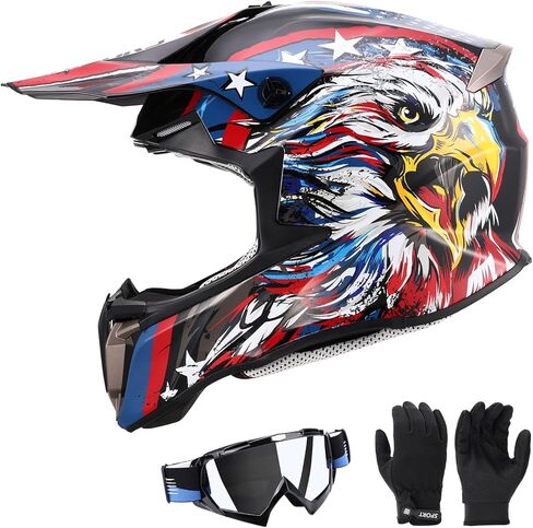 Youth Dirt Bike Helmet DOT Certified - Full Face Motorcycle Helmet with Goggles & Gloves for 8-18 Years Old, Kid ATV Helmets for Boys & Girls,Four Wheeler Helmet Motocross BMX ATV UTV Riding Dirt Bike in Saudi Arabia