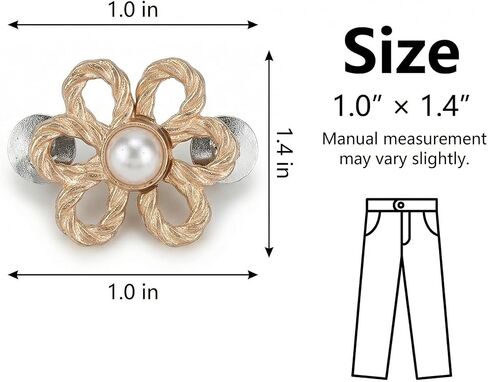 12 Sets Jeans Waist Tightener Buttons, No Sew Adjustable Waist Buckle Pins for Loose Jeans Pants Skirts, Removable Decorative Flower Waist Cinch Button, 1.0" × 1.4" in Saudi Arabia