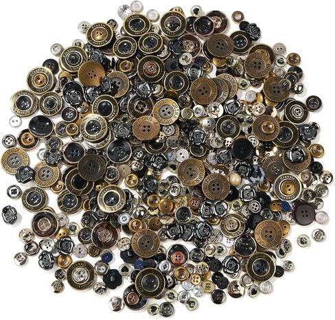 300-400 PCS Assorted Metallic Color Resin Buttons 2 and 4 Holes Round Craft for Sewing DIY Crafts Children's Manual Button,Metallic Color in Saudi Arabia