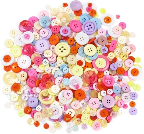 300-400 PCS Assorted Metallic Color Resin Buttons 2 and 4 Holes Round Craft for Sewing DIY Crafts Children's Manual Button,Metallic Color in Saudi Arabia
