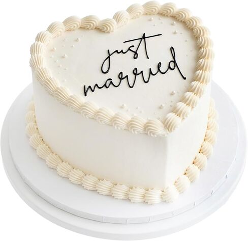 طبقة علوية من الأكريليك لتزيين كعكة الزفاف من Just Married لتزيين حفلات الزفاف وحفلات الزفاف وديكورات حفلات العازبة (أسود) in Kuwait