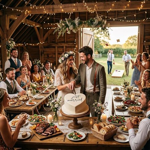 طبقة علوية من الأكريليك لتزيين كعكة الزفاف من Just Married لتزيين حفلات الزفاف وحفلات الزفاف وديكورات حفلات العازبة (أسود) in Kuwait