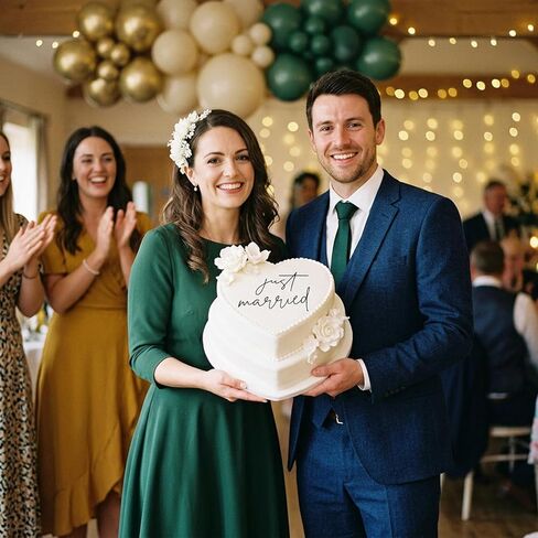 طبقة علوية من الأكريليك لتزيين كعكة الزفاف من Just Married لتزيين حفلات الزفاف وحفلات الزفاف وديكورات حفلات العازبة (أسود) in Kuwait