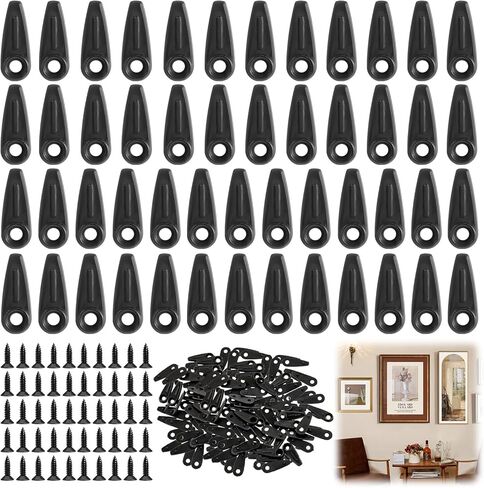50PCS Picture Frame Backing Clips Buckle Set,Picture Frame Hardware,Black Backing Clips Flat Metal,Turn Button Fasteners with Screws,for Hanging Pictures Photos (50 Pcs) in Kuwait