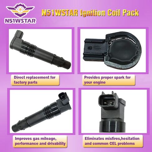 Ignition Coil Pack Set Of 1 Compatible With KAWASAKI ZR1000 Z250 ER6N Ninja 650 Versys 650 Z750S ZR750K Z750 ANNO Replacement For 129700-4580 129700-5350 1297004580 1297005350 in Kuwait