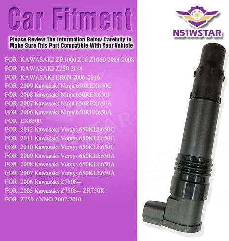 Ignition Coil Pack Set Of 1 Compatible With KAWASAKI ZR1000 Z250 ER6N Ninja 650 Versys 650 Z750S ZR750K Z750 ANNO Replacement For 129700-4580 129700-5350 1297004580 1297005350 in Kuwait