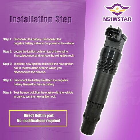 Ignition Coil Pack Set Of 1 Compatible With KAWASAKI ZR1000 Z250 ER6N Ninja 650 Versys 650 Z750S ZR750K Z750 ANNO Replacement For 129700-4580 129700-5350 1297004580 1297005350 in Kuwait
