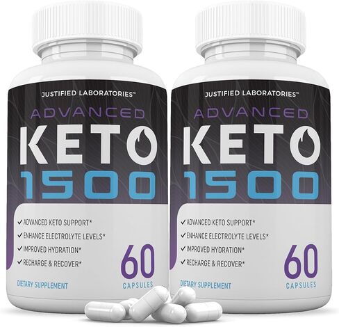 (2 Pack) Advanced Keto 1500 Keto Pills 1275MG New & Improved Formula Contains Apple Cider Vinegar Extra Virgin Olive Oil Powder Green Tea Leaf 120 Capsules in Saudi Arabia