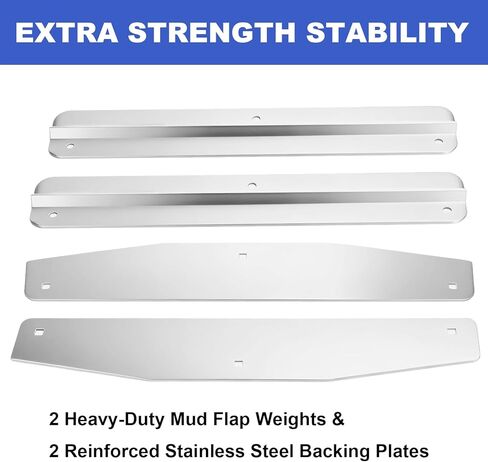 Yuleimy 24" Stainless Steel Mud Flap Weights (4-Piece Set), Heavy Duty 24"x4" Anti-Sail Bottom Plates with Hardware for Semi Trucks & Long Haul Trailers (Rubber Flaps NOT Included) in Saudi Arabia