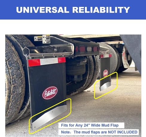 Yuleimy 24" Stainless Steel Mud Flap Weights (4-Piece Set), Heavy Duty 24"x4" Anti-Sail Bottom Plates with Hardware for Semi Trucks & Long Haul Trailers (Rubber Flaps NOT Included) in Saudi Arabia