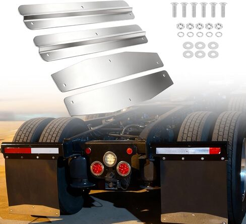 Yuleimy 24" Stainless Steel Mud Flap Weights (4-Piece Set), Heavy Duty 24"x4" Anti-Sail Bottom Plates with Hardware for Semi Trucks & Long Haul Trailers (Rubber Flaps NOT Included) in Saudi Arabia