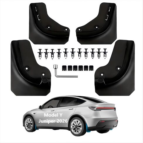 Mud Flaps for Tesla Model Y Juniper 2025 2026, Custom Fit No-Drill Front & Rear Splash Guards, All-Weather Thicker Black 4-Piece Set, Protect Paint & Stay Clean (IB-TS-001, Normal) in Saudi Arabia