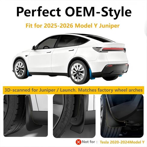Mud Flaps for Tesla Model Y Juniper 2025 2026, Custom Fit No-Drill Front & Rear Splash Guards, All-Weather Thicker Black 4-Piece Set, Protect Paint & Stay Clean (IB-TS-001, Normal) in Saudi Arabia