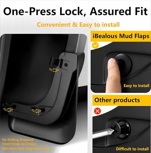 Mud Flaps for Tesla Model Y Juniper 2025 2026, Custom Fit No-Drill Front & Rear Splash Guards, All-Weather Thicker Black 4-Piece Set, Protect Paint & Stay Clean (IB-TS-001, Normal) in Saudi Arabia