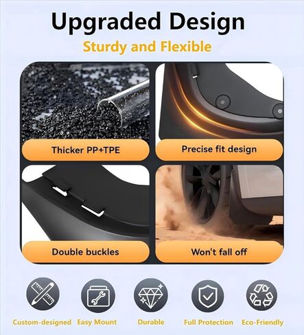Mud Flaps for Tesla Model Y Juniper 2025 2026, Custom Fit No-Drill Front & Rear Splash Guards, All-Weather Thicker Black 4-Piece Set, Protect Paint & Stay Clean (IB-TS-001, Normal) in Saudi Arabia