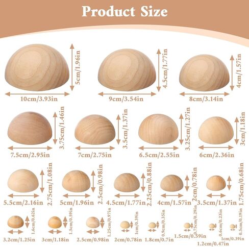 Oqqlin 20 Pcs 20 Sizes Half Round Pottery Tools Set, Wooden Ceramic Top Forms Mini Pottery Plate Press Tool Clay Tools for DIY Crafts, Gifts (Diameter 1-10 cm) in Saudi Arabia