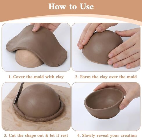 Oqqlin 20 Pcs 20 Sizes Half Round Pottery Tools Set, Wooden Ceramic Top Forms Mini Pottery Plate Press Tool Clay Tools for DIY Crafts, Gifts (Diameter 1-10 cm) in Saudi Arabia