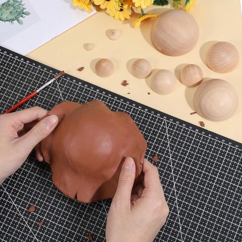 Oqqlin 20 Pcs 20 Sizes Half Round Pottery Tools Set, Wooden Ceramic Top Forms Mini Pottery Plate Press Tool Clay Tools for DIY Crafts, Gifts (Diameter 1-10 cm) in Saudi Arabia