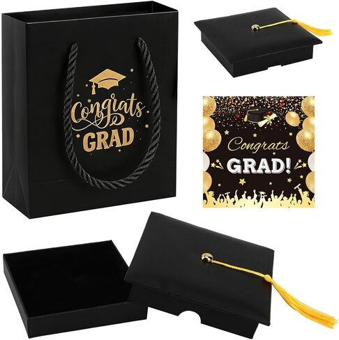 MOUNTCLIM 2026 Graduation Gift Card Box Set,Black Graduation Cap Gift Box Decorative Box with Card,Bag and Gold Tassel for Jewelry, Money, Candy, Graduation Party Favor in Saudi Arabia