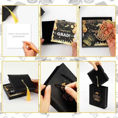MOUNTCLIM 2026 Graduation Gift Card Box Set,Black Graduation Cap Gift Box Decorative Box with Card,Bag and Gold Tassel for Jewelry, Money, Candy, Graduation Party Favor in Saudi Arabia