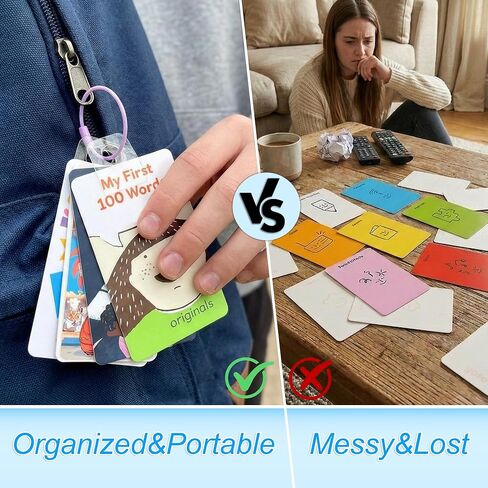 Kojcijs 240 Pcs Card Holder for Yoto Cards, Self Adhesive Hang Tabs with 12 Colorful Stainless Steel Wire Rings, Storage Case for cards & Photos in Saudi Arabia