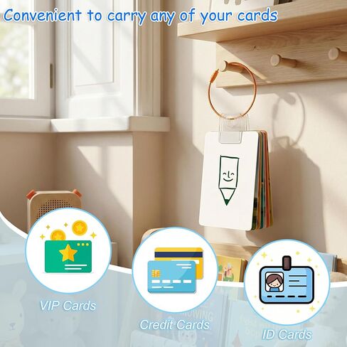 Kojcijs 240 Pcs Card Holder for Yoto Cards, Self Adhesive Hang Tabs with 12 Colorful Stainless Steel Wire Rings, Storage Case for cards & Photos in Saudi Arabia