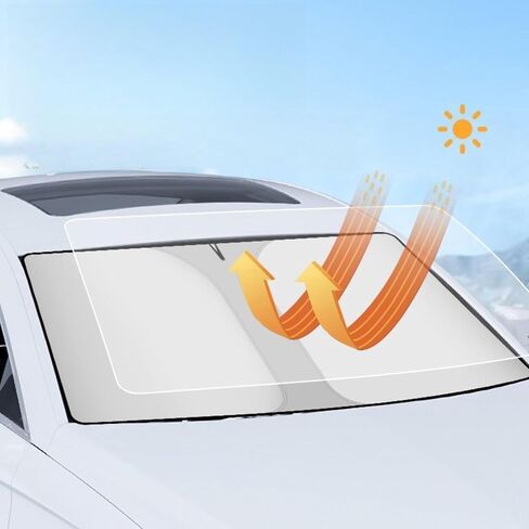 Car Sun Shade, Foldable 2-Fold Windshield Sun Shade, UV & Heat Blocking Sun Visor Protector, Fits Most Cars, SUVs & Sedans in Kuwait