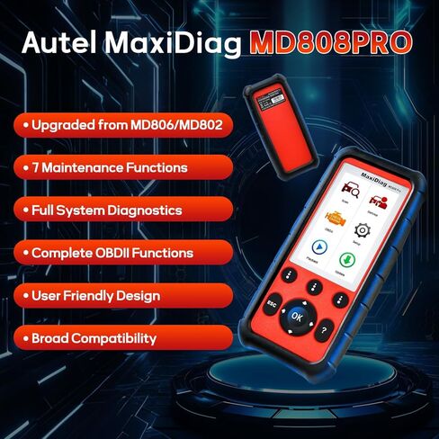 Autel MaxiDiag MD808 Pro Obd2 Scanner، جميع أدوات تشخيص النظام، تمت ترقيتها من MD806/MD802، 7 خدمات خاصة: إعادة ضبط الزيت، EPB، SAS، BMS والمزيد، تحديث مجاني مدى الحياة، متعدد اللغات in Kuwait