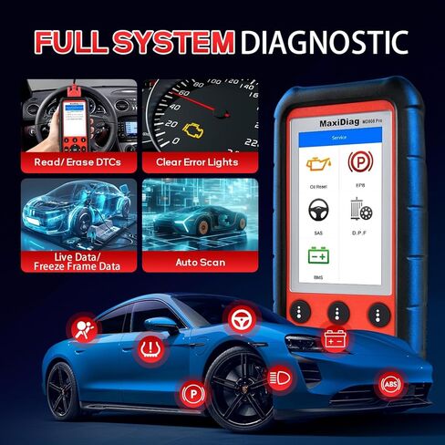 Autel MaxiDiag MD808 Pro Obd2 Scanner، جميع أدوات تشخيص النظام، تمت ترقيتها من MD806/MD802، 7 خدمات خاصة: إعادة ضبط الزيت، EPB، SAS، BMS والمزيد، تحديث مجاني مدى الحياة، متعدد اللغات in Kuwait