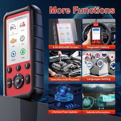 Autel MaxiDiag MD808 Pro Obd2 Scanner، جميع أدوات تشخيص النظام، تمت ترقيتها من MD806/MD802، 7 خدمات خاصة: إعادة ضبط الزيت، EPB، SAS، BMS والمزيد، تحديث مجاني مدى الحياة، متعدد اللغات in Kuwait