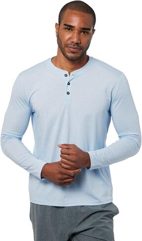 Fair Harbour The Seabreeze Henley – – قميص هينلي الكلاسيكي طويل الأكمام للرجال – – ناعم وخفيف الوزن بشكل لا يصدق، عامل حماية من الأشعة فوق البنفسجية 50 in Kuwait