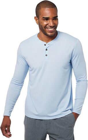 Fair Harbour The Seabreeze Henley – – قميص هينلي الكلاسيكي طويل الأكمام للرجال – – ناعم وخفيف الوزن بشكل لا يصدق، عامل حماية من الأشعة فوق البنفسجية 50 in Kuwait