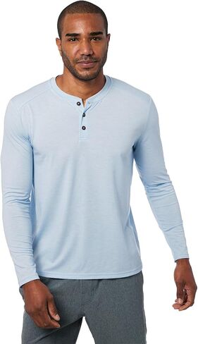 Fair Harbour The Seabreeze Henley – – قميص هينلي الكلاسيكي طويل الأكمام للرجال – – ناعم وخفيف الوزن بشكل لا يصدق، عامل حماية من الأشعة فوق البنفسجية 50 in Kuwait
