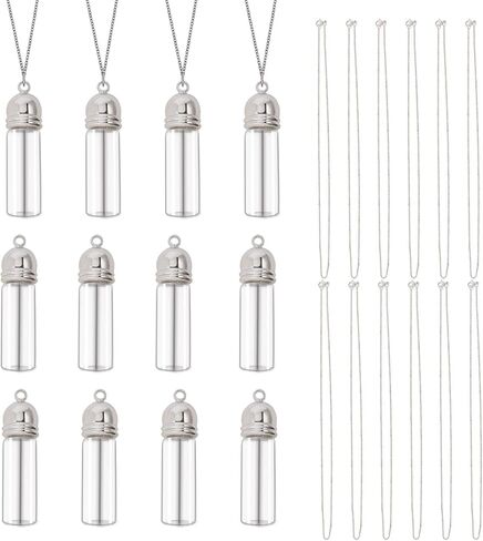 CHGCRAFT 12Pcs Vial Necklace Glass Vial Pendant Necklace for Liquid Water Comes with 12Pcs Chains and 30Pcs Buckles Can Be Opened as a Souvenir Hanging Decorations in Kuwait