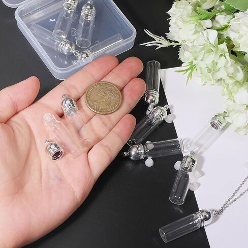 CHGCRAFT 12Pcs Vial Necklace Glass Vial Pendant Necklace for Liquid Water Comes with 12Pcs Chains and 30Pcs Buckles Can Be Opened as a Souvenir Hanging Decorations in Kuwait