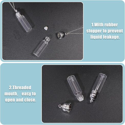 CHGCRAFT 12Pcs Vial Necklace Glass Vial Pendant Necklace for Liquid Water Comes with 12Pcs Chains and 30Pcs Buckles Can Be Opened as a Souvenir Hanging Decorations in Kuwait